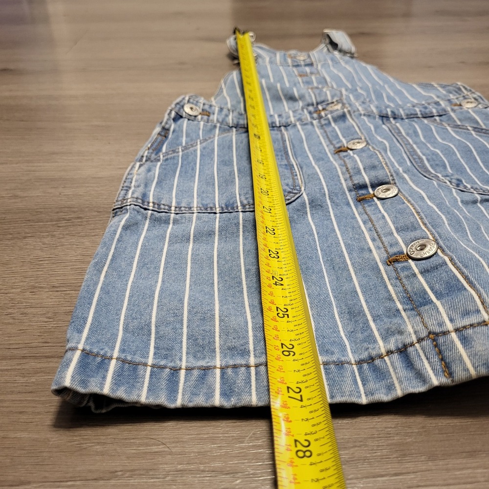 OshKosh Bgosh Girls Blue White Striped Denim Vestbak Overalls Dress Size 10 - Picture 6 of 7